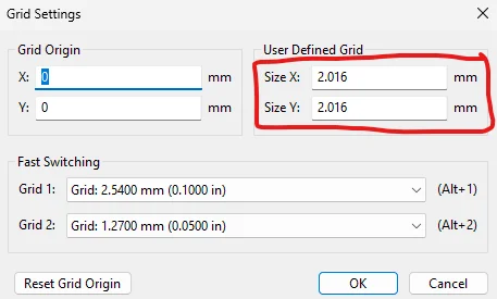 Kicad 7 pcb grid issues 1